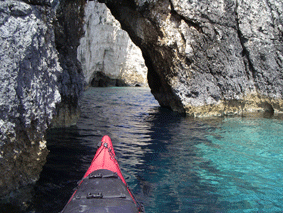 sea kayaking blue caves, zakynthos, ionian islands, greece